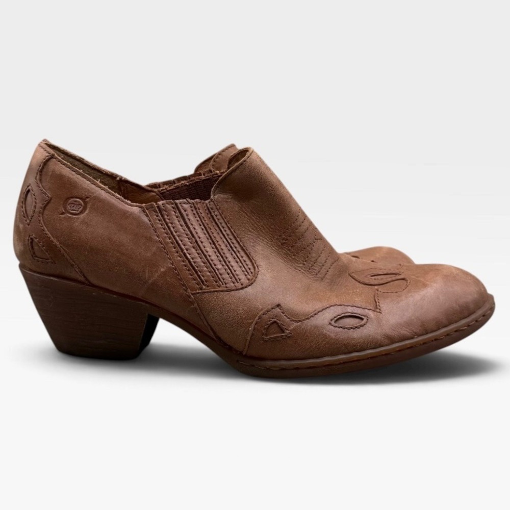 Born Booties Womens 9.5 Western Leather Ankle Boots B75562 Brown